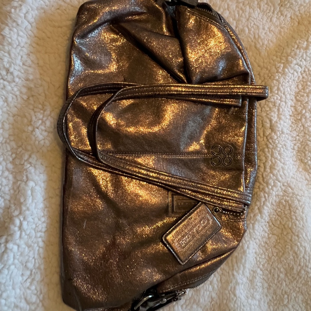Coach Metallic Silver Shoulder Bag